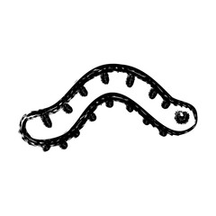 Black Hand Drawn Worm Illustration on Transparent Background Simple Sketchy Style