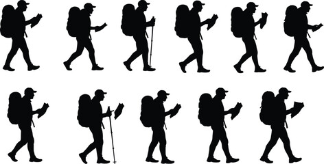 Children flying kites silhouette, kids playing outdoors in windy weather, fun activity, freedom, joy, childhood happiness and summer recreation illustration