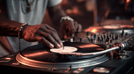 close up of dj hands