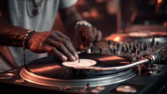 close up of dj hands