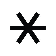 Solid Black Six-Pointed Asterisk Icon: Minimalist Star Symbol for Footnote, Wildcard, Encryption, and Abstract Logo Design