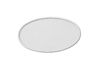 Blank White Oval Patch Isolated on Transparent Background