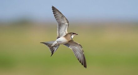 Fototapeta premium Elegant Collared Pratincole in Flight - A Birds Graceful Dance.