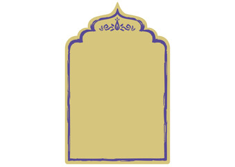 アジア風の飾りフレーム。四角。手描きの荒い筆タッチ。