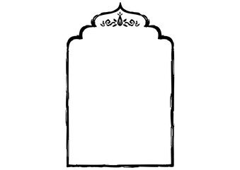 アジア風の飾りフレーム。手描きの荒い筆タッチ。