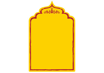 アジア風の飾りフレーム。四角。手描きの荒い筆タッチ。