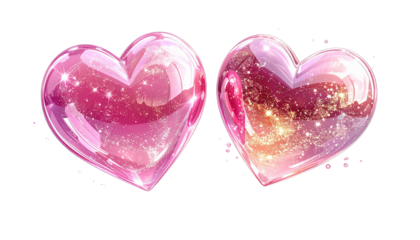 Tiny mystical heart pair isolated on transparent background