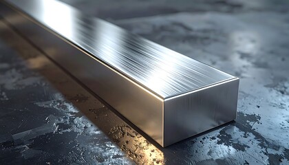 A close-up shot of a shiny metallic rectangular bar