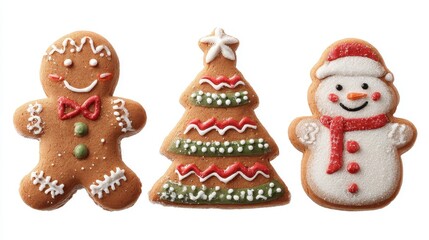 Fototapeta premium Gingerbread cookies, Christmas theme, isolated on white background.
