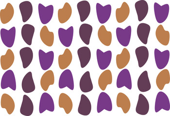 Seamless abstract pattern with organic purple and brown shapes on a white background, creating a modern minimalist design for fabric, wallpaper, or decor.
