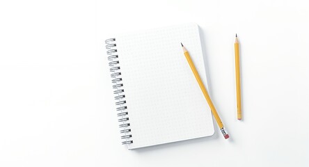 Minimalist Stationery Notebook and Pencils on White Surface