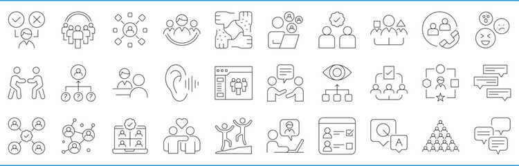 Human Interaction related line icons set. Vector editable stroke.