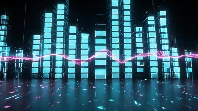 Futuristic Audio Equalizer and Sound Waves