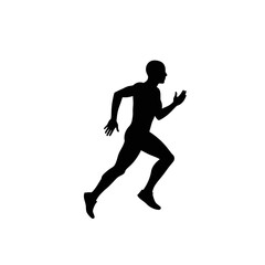 Dynamic silhouette of a runner in full stride capturing athletic movement and speed isolated on white background Vector Illustration