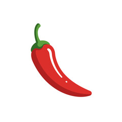 Vibrant red chili pepper icon delicious spicy food ingredient fresh healthy organic produce isolated on white background Vector Illustration