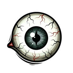 Isolated cartoon bloodshot eyeball with a detailed iris and red veins vector graphic