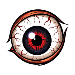 Vector illustration of a scary, bloodshot red eyeball for horror or tattoo design