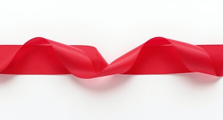 Red ribbon swirling on white background