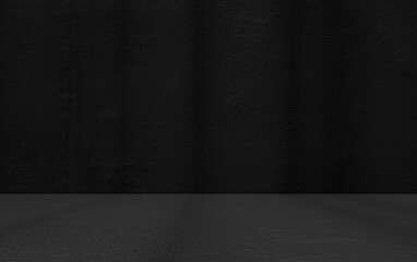 Black background wall dark grey studio counter room for presentation product, shadow on floor display design luxury decoration material backdrop perspective table marble minimal.