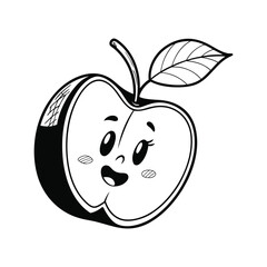 Happy Cartoon Apple Smiling Bright