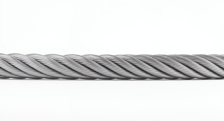 Steel Cable Closeup on White Background