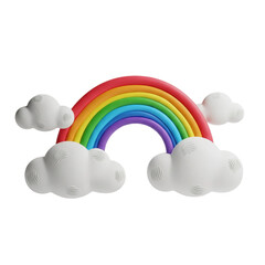 Rainbow clouds colorful sky weather bright happy nature illustration