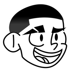 Boy face line illustration black cartoon