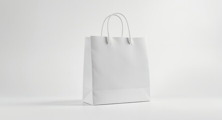 White Shopping Bag Mockup on a Clean White Background for Branding and Design