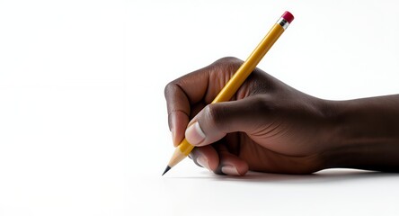 Writing with a Pencil on White, Close-Up, Conceptual Image