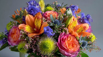 Bright summer bouquet of mixed flowers