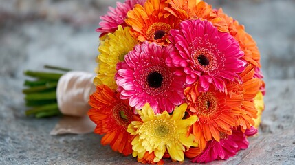 Bright Bouquet Gerberas Tied With