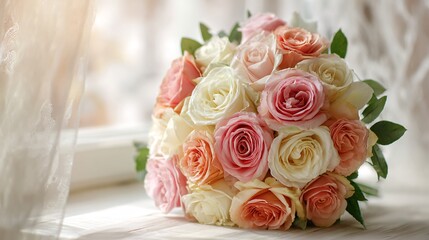 Obraz premium Romantic bouquet of roses in soft light