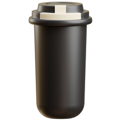 Matte Black Tumbler With Cream Colored Lid Detail Isolated On Transparent Background For Cold Beverages And Hot Drinks Packaging Design