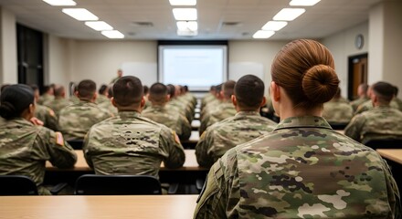 Air Force Cadets Attending a Lecture in Military Uniforms, Focus on Leadership and Strategy