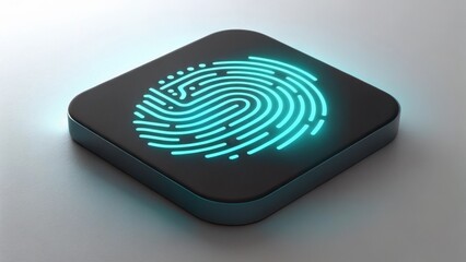 Futuristic glowing fingerprint scanner for digital security and authentication