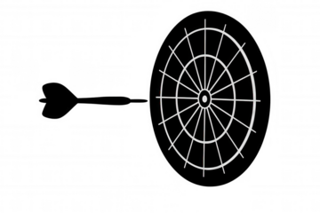 Dart hitting target bullseye, achieving business goal, success concept with transparent background graphic