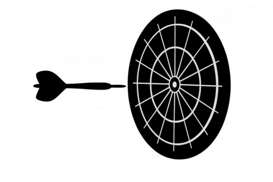 Dart hitting target bullseye, achieving business goal, success concept with transparent background graphic