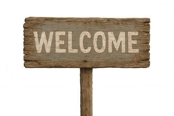 Welcome signboard rustic wood texture, wooden welcome sign, old vintage plank greeting message