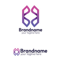 Abstract Intertwined Data Storage Logo Design Vector Template Featuring Symmetrical Hexagon Shape with Vibrant Pink Purple Gradient