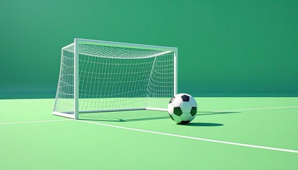 Vibrant soccer scene with ball near the goalpost, perfect for sports marketing and youth athletics campaigns, inspiring teamwork and the thrill of victory
