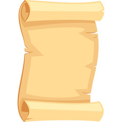 Antique Parchment Scroll With Rolled Edges Isolated on Transparent Background Blank Aged Paper Document for Text and Design