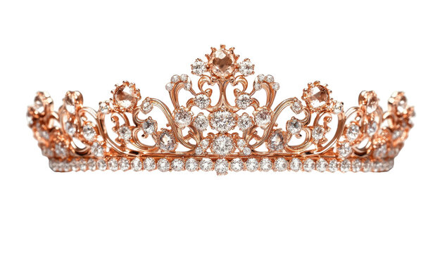 Elegant rose-gold tiara with sparkling stones, perfect for a royal occasion