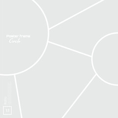 Vector photo collage mockup with square poster and dual circle layout