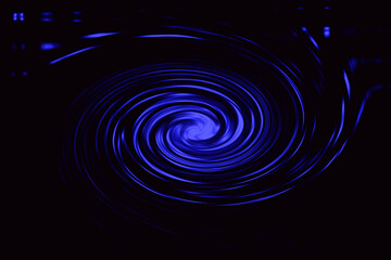 Naklejka premium Abstract blue spiral on black background creates a dynamic swirl