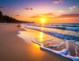 Breathtaking coastal landscape during sunset with vibrant colors