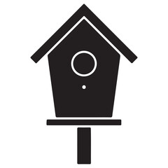 Minimalist Birdhouse Silhouette Illustration Simple Black and White Design for Nature Lovers and Ornithology Projects Icon Graphic