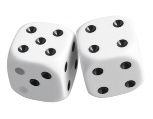 Minimal White Dice Pair on Clear Background