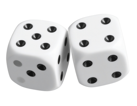 Minimal White Dice Pair on Clear Background