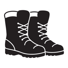 Pair of black work boots isolated vector image perfect for construction industry fashion or outdoor adventure product advertisements and design projects