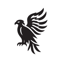 Fototapeta premium Black eagle silhouette with spread wings